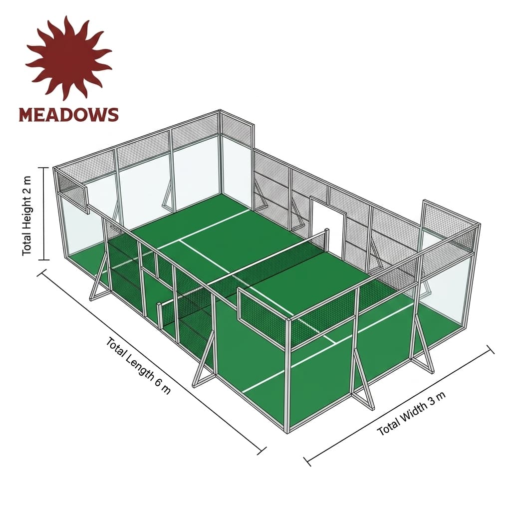 2:1 Mini court technical diagram showing 6m × 3m dimensions